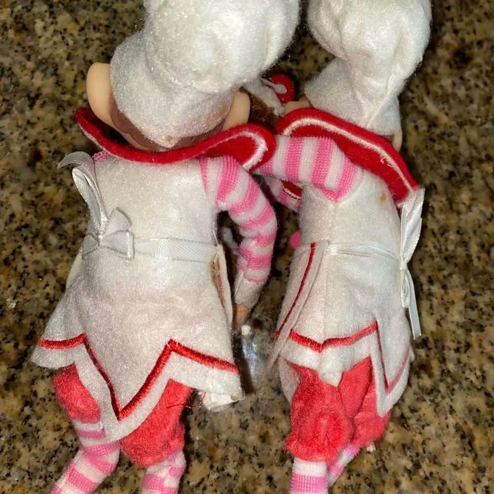 2 Vintage 11” Christmas Knee Hugger Posable Rubber Face Baking Festive Elfves